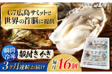 広島G7で提供された牡蠣！【全3回定期便】やながわ自慢！ 殻付き 牡蠣 16個(瞬間冷凍) 牡蠣 かき カキ 殻つき 瀬戸内 広島 ＜マルサ・やながわ水産有限会社＞江田島市[XBL012]牡蠣 生食 むき身 殻付き 殻付 殻 かき カキ 生牡蠣 広島牡蠣 オイスター カキフライ 魚介類 魚介 貝類 海鮮 広島県産 国産 産地直送 贈答 ギフト 特産品