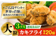 広島G7で提供された牡蠣！【全3回定期便】【広島県産】牡蠣屋さんが作ったこだわりの大粒 カキフライ 20個（瞬間冷凍） 牡蠣 かき カキ 料理 簡単 おつまみ お弁当 お惣菜 おかず ＜マルサ・やながわ水産有限会社＞江田島市[XBL015]牡蠣 生食 むき身 殻付き 殻付 殻 かき カキ 生牡蠣 広島牡蠣 オイスター カキフライ 魚介類 魚介 貝類 海鮮 広島県産 国産 産地直送 贈答