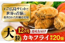 広島G7で提供された牡蠣！【全12回定期便】【広島県産】牡蠣屋さんが作ったこだわりの大粒 カキフライ 20個（瞬間冷凍） 牡蠣 かき カキ 料理 簡単 おつまみ お弁当 お惣菜 おかず ＜マルサ・やながわ水産有限会社＞江田島市[XBL017]牡蠣 生食 むき身 殻付き 殻付 殻 かき カキ 生牡蠣 広島牡蠣 オイスター カキフライ 魚介類 魚介 貝類 海鮮 広島県産 国産 産地直送 贈答