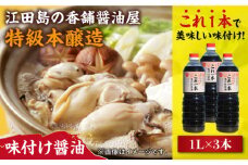 【これ1本で美味しい味付】濱口醤油のこれ1本味付け醤油 1L×3本 醤油 うす塩 健康 濃口 和食 醤油 しょう油 しょうゆ お醤油 セット 詰め合わせ 調味料 大豆 発酵食品 刺身 煮物 だし だし醤油 出汁醤油 出汁 濃口 濃い口 こいくち 安心 安全 手作り コク 旨味 国産 料理 グルメ 保存 リピート ギフト 人気 広島県産 江田島市/濱口醤油[XAA049]
