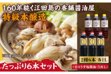 あまくちうす塩醤油・これ一本白だし 6本 セット 大容量 醤油 うす塩 健康 濃口 和食 醤油 しょう油 しょうゆ お醤油 セット 詰め合わせ 調味料 大豆 発酵食品 刺身 煮物 だし だし醤油 出汁醤油 出汁 濃口 濃い口 こいくち 安心 安全 手作り コク 旨味 国産 料理 グルメ 保存 リピート ギフト 人気 広島県産 江田島市/濱口醤油[XAA059]