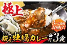 【全3回定期便】テレビで話題！すぐ食べられる贅沢ご当地カレー！鍛え牡蠣 カレー 190g×3個 牡蠣 かき カキ カレー レトルト 簡単 江田島市/有限会社寺本水産[XAE048]レトルトカレー 本格 ご当地カレー 人気 おすすめ ギフト プレゼント お取り寄せ 非常食 常備食 時短 簡単 レトルト カレー 具だくさん リピート ギフト プレゼント 贈答 人気 高品質 好評 広島県産