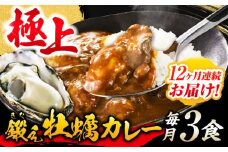 【全12回定期便】テレビで話題！すぐ食べられる贅沢ご当地カレー！鍛え牡蠣 カレー 190g×3個 牡蠣 かき カキ カレー レトルト 簡単 江田島市/有限会社寺本水産[XAE050]レトルトカレー 本格 ご当地カレー 人気 おすすめ ギフト プレゼント お取り寄せ 非常食 常備食 時短 簡単 レトルト カレー 具だくさん リピート ギフト プレゼント 贈答 人気 高品質 好評 広島県産