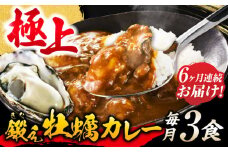 【全6回定期便】テレビで話題！すぐ食べられる贅沢ご当地カレー！鍛え牡蠣 カレー 190g×3個 牡蠣 かき カキ カレー レトルト 簡単 江田島市/有限会社寺本水産[XAE049]レトルトカレー 本格 ご当地カレー 人気 おすすめ ギフト プレゼント お取り寄せ 非常食 常備食 時短 簡単 レトルト カレー 具だくさん リピート ギフト プレゼント 贈答 人気 高品質 好評 広島県産