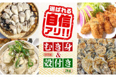 【12月7日（土）着】特選 牡蠣三昧！【生牡蠣】広島牡蠣 むき身500g／殻付き2kgセット (加熱用) 牡蠣 かき カキ むき身 殻付き 広島 江田島市/株式会社門林水産[XAO015] 牡蠣 むき身 殻付き 殻付 殻 かき カキ 生牡蠣 広島牡蠣 オイスター カキフライ 魚介類 魚介 貝類 海鮮 広島県産 国産 産地直送 贈答 ギフト 特産品