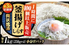【全3回定期便】鮮度抜群＆水分率80％!ふわふわ 釜揚げしらす 1kg 冷凍 しらす シラス 干し 釜揚げ 小分け 魚介類 鮮魚 ギフト 料理 レシピ シラス丼 しらす丼 海鮮丼 生 生産地 おつまみ ご飯のお供 グルメ やみつき 旬 国産 広島県産 リピート ギフト プレゼント 贈答 人気 高品質 好評 保存方法 江田島市/三島水産株式会社 [XCN008]