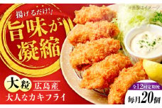 【全12回定期便】牡蠣 冷凍 こだわり大粒の『大人なカキフライ』【瞬間冷凍】20個入り 牡蠣 かき カキ 大粒 かき 海鮮 和食 海産物 広島県産 江田島市/有限会社マルイチ水産 [XCU007] 牡蠣 生食 冷凍 むき身 殻付き 殻付 殻 かき カキ 生牡蠣 広島牡蠣 オイスター カキフライ 魚介類 魚介 貝類 海鮮 広島県産 国産 産地直送 贈答 ギフト 特産品