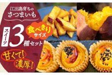 ねっとり濃厚！てくてくのさつまいもスイーツ ひとりでも！おためしサイズ3種詰め合わせ 焼き芋 人気 お菓子 デザート ギフト プレゼント 江田島市/峰商事 合同会社 [XAD074]