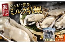【3月19日（木）発送】江田島ミルク牡蠣 真空パック 殻付カキ5個入り 1パック 人気 レンジ調理 簡単 レンジ 加熱用 かき 広島県産 カキ 貝付き牡蠣 海鮮 贈呈用 BBQ 濃厚 新鮮 蒸し牡蠣 丸杉水産/江田島市 [XCY008]
