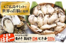 広島G7で提供された牡蠣！【生牡蠣】【着日指定可能】やながわ自慢！ 牡蠣 むき身500g／殻付き8個 かき 海鮮 和食 海産物 簡単 レシピ 広島県産 江田島市/マルサ・やながわ水産有限会社 [XBL026]