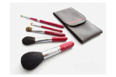 熊野化粧筆 レッドパール5本セット(ポーチ付)  BR-S-2