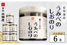 ＜海苔の三國屋＞ うみべのしおのり (10切80枚)  6本セット【1100572】