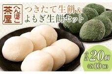 餅 おもち 20個 生餅＆よもぎ生餅セット へんぽこ茶屋 つきたて冷凍_HE057_004