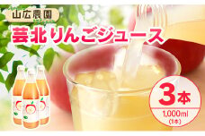 りんごジュース 芸北りんご 山広農園 果汁100% ストレートジュース 1,000ml 3本_YA023_002