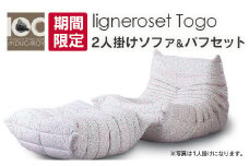 《期間＆数量限定》ソファ インテリア ligne roset リーン・ロゼ トーゴ 2人掛けソファ＆パフ記念セット ミッシェル・デュカロワ生誕100周年フェア_OD032_020