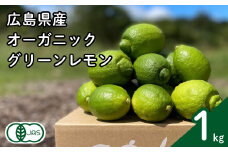 グリーンレモン 約1kg 有機JAS認証取得 フルーツ 果実 広島県産有機 オーガニックレモン 10~11月発送予定 国産 瀬戸内レモン 大崎上島 送料無料 産地直送 ふじやファーム