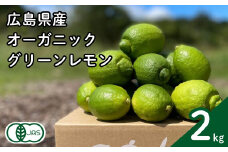 グリーンレモン 約2kg 有機JAS認証取得 フルーツ 果実 広島県産有機 オーガニックレモン 10~11月発送予定 国産 瀬戸内レモン 大崎上島 送料無料 産地直送 ふじやファーム