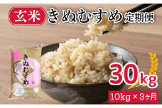 【 定期便 3ヶ月 】新米 きぬむすめ 10kg × 3ヶ月 計 30kg 玄米 大容量 米 お届け回数 3回 お米 定期便お届け やまだ農園 豊田町 下関 山口
