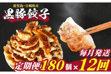 訳あり 黒豚餃子 12回 毎月 定期便 180個 12個×15パック 冷凍 小分け たれ付き 大容量 ぎょうざ ギョウザ ギョーザ