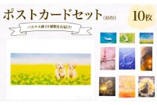 ポストカード 10種 セット 動物 シリーズ ( はがき 絵葉書 葉書 オリジナル作品 アート 芸術 パステル画 イラスト 雑貨 インテリア ギフト プレゼント 贈答用 贈り物 藤井元康 藤井由香 ) 下関 山口