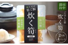 筍ご飯 まぜご飯のもと 160g×4 2合用 ( 米 ご飯 混ぜご飯 混ぜご飯の素 混ぜ込みご飯 炊き込みご飯 ご飯の素 筍 国産筍 たけのこ 炊く筍 筍ごはん 加工品 レトルト 簡単 調理 手軽 時短 グルメ 弁当 ご飯のお供 非常食 保存食 備蓄 プレゼント ギフト 贈り物 贈答 お中元 お歳暮 記念日 父の日 母の日  ) 老舗醤油蔵 田中醤油 下関 山口