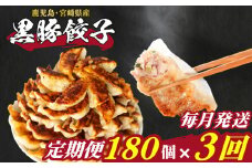 訳あり 黒豚餃子 3回 毎月 定期便 180個 12個×15パック 冷凍 小分け たれ付き 大容量 ぎょうざ ギョウザ ギョーザ