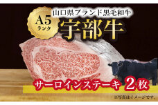 【宇部牛】 サーロインステーキ 2枚【山口県 宇部市 牛 牛肉 黒毛 和牛 ブランド 山口県唯一 地元発ブランド牛 希少 まちのお肉屋さん ストレスフリー オレイン酸60％以上 脂まで柔らかい おいしい 旨味 リピート】