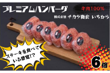 プレミアムハンバーグ　６個 【ハンバーグ プレミアムハンバーグ 冷凍 高級 お肉料理 簡単調理 美味しいハンバーグ 国産牛】