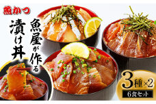 漬け丼 3種×2パック 計6食セット | 漬け丼 海鮮 惣菜 冷凍 真空パック 小分け 海鮮丼 海鮮セット 詰め合わせ 旬の鮮魚 ハマチ カンパチ カツオ 鯖 サバ ヒラマサ 平政 マグロ アジ ヒラメ 鯛 漬け づけ丼 お茶漬け ごはん 山口県 宇部市