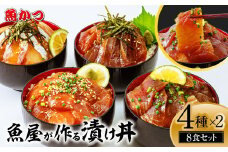 漬け丼 4種×2パック 計8食セット | 漬け丼 海鮮 惣菜 冷凍 真空パック 小分け 海鮮丼 海鮮セット 詰め合わせ 旬の鮮魚 ハマチ カンパチ カツオ 鯖 サバ ヒラマサ 平政 マグロ アジ ヒラメ 鯛 漬け づけ丼 お茶漬け ごはん 山口県 宇部市