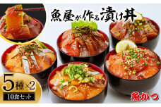 漬け丼 5種×2パック 計10食セット | 漬け丼 海鮮 惣菜 冷凍 真空パック 小分け 海鮮丼 海鮮セット 詰め合わせ 旬の鮮魚 ハマチ カンパチ カツオ 鯖 サバ ヒラマサ 平政 マグロ アジ ヒラメ 鯛 漬け づけ丼 お茶漬け ごはん 山口県 宇部市