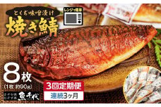 【全3回定期便 毎月お届け】簡単レンジであたため調理 焼きさば  とくぢ味噌漬け 8枚(1枚 約90g) [合計24枚] | 焼き鯖 鯖 とくぢ味噌漬け 味噌 レンジ 簡単 湯せん 晩御飯 楽 ごはん おいしい 魚千代 お惣菜 惣菜 お弁当 おかず 美味しい 白米 山口県 宇部市 