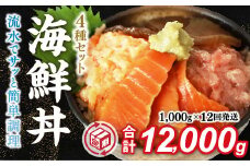 A076 【定期便12回】海鮮丼4品人気セット　1㎏（ネギトロ他3品）