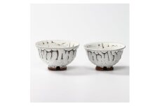 伝統的工芸品 萩焼　夫婦飯碗（鬼白松朝顔）・木箱入り　｜HG000751