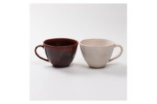 伝統的工芸品 萩焼　ペアーとってどん（白姫小＆鉄赤釉小）・紙箱入り　｜HG000752