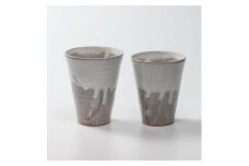 伝統的工芸品 萩焼　ペアータンブラー筒（白萩大＆小）・紙箱入　｜HG000755