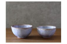 萩焼 セット 組飯碗 粉引紫 茶碗  器 工芸品　｜HG000931