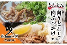 ふるさと萩の味「どんどん」の肉うどんと肉ぶっかけうどん各2人前セット（全4食分）　｜HG000582-B