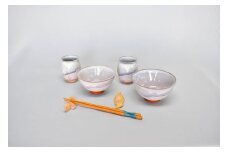 萩焼　萩むらさき福の器揃い(ご飯茶碗・湯呑・鶴亀箸置きセット)　　｜HGH00023