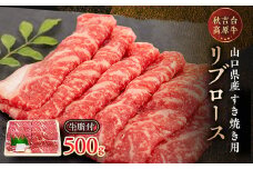 山口県産　秋吉台高原牛　リブロースすき焼き用　500g_ 牛肉 肉 和牛 リブロース 国産 すき焼き用 ビーフ 山口県 高原牛 秋吉台 交雑種 黒毛和種 無角和種 和牛間交雑種 冷凍 グルメ 贈答 ギフト 500g 産地直送 【1232609】