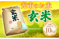 D003 光市のお米（玄米）10kg 光市産 国産 コシヒカリ ヒトメボレ ヒノヒカリ からランダム