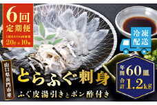 【定期便】とらふぐ刺身1人前×10皿【ふぐ刺身 ふぐ ふぐ刺し 定期便 隔月10皿（10人前）×6ヶ月 フグ 河豚 山口県 人気 国産 とらふぐ 宴会 板前 ポン酢 薬味 家族】