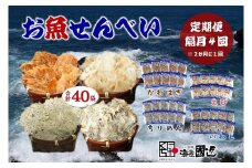 【定期便】お魚せんべい 4種類 隔月 全4回 10袋セット 合計40袋 かわはぎ えび ちりめん いわし