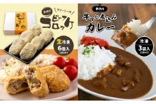 手作り ビーフコロッケ(生)＆牛すじ煮込みカレー 【冷凍】 ｜ コロッケ 牛肉 クリーミー カレー 牛すじ 野菜 煮込み 惣菜 セット 詰め合わせ 冷凍 食品 特産品 山口 美祢市 美祢