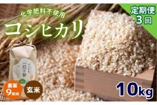 【定期便3回】農薬9割減・化学肥料不使用 コシヒカリ(玄米)  10kg×3(1ヵ月毎×3回) 令和6年産 米 (2025年3月以降の発送予定)｜ 機農産物認証推進協会認定 精米 お米 米 こしひかり 農薬減 美祢市 山口県 秋芳 カルスト台地 湧き水 ミネラル 結び家 くらとも