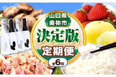 【 定期便 】決定版 ! 美祢市の旬 ・ バラエティ定期便（ 全6回 ） ｜ 6回 数量限定 肉 鶏肉 果物 苺 いちご イチゴ フルーツ 野菜 椎茸 しいたけ お酒 酒 米 日本酒 お米 米 きぬむすめ 絹娘 特A 山口 県 美祢市 秋吉台 高原 ふるさと 納税 定期便
