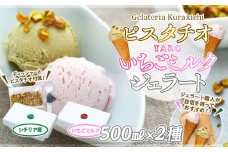 【数量限定】ジェラート 500ml×2種 食べ比べ  シチリア産 ピスタチオ TAROいちごミルク【大容量 アイス 業務用 セット 合計 1リットル スイーツ 人気 デザート 冷凍 氷菓子 家族 ファミリーサイズ 苺】
