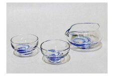 ＜ガラス作家 橋本倫礼＞冷酒揃え「清水」 硝子 ガラス 冷酒揃え 冷酒 酒器 橋本倫礼 贈り物 ギフト F6L-056