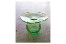 ＜ガラス作家 松尾具美＞巾着花入れ「木漏れ日」 吹きガラス 硝子 ガラス 花器 花瓶 巾着 松尾具美 贈り物 ギフト F6L-072