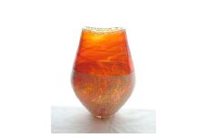 ＜ガラス作家 西川 慎＞花入れ「夕映え」 吹きガラス 硝子 ガラス 花器 花瓶 西川慎 贈り物 ギフト F6L-126